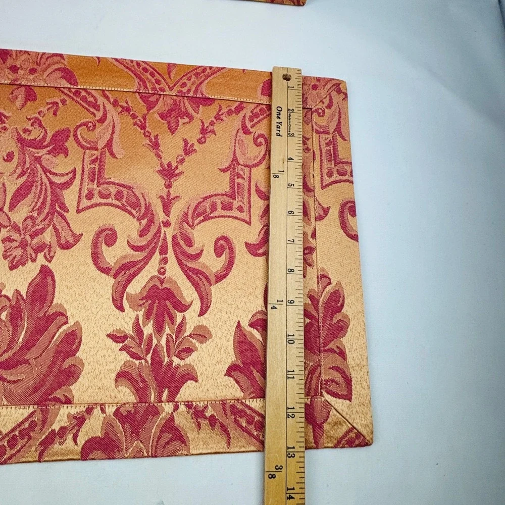 Waterford Floral Damask Placemat Set of 4 Gold Burgundy Jacquard Fabric 2004